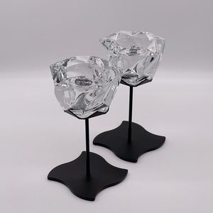 PARTYLITE WINDSWEPT LED CRYSTAL VOTIVE AND STAND SET
